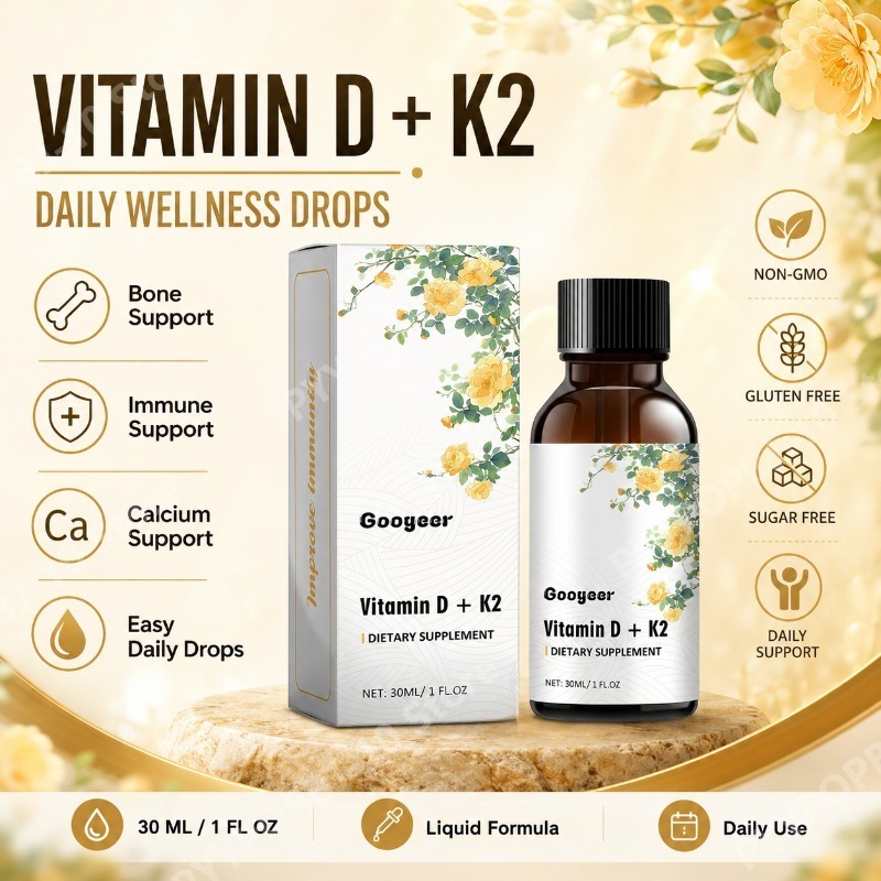 Vitamin D3 K2 Drop - Googeer Vitamin D3 K2 Liquid Drops