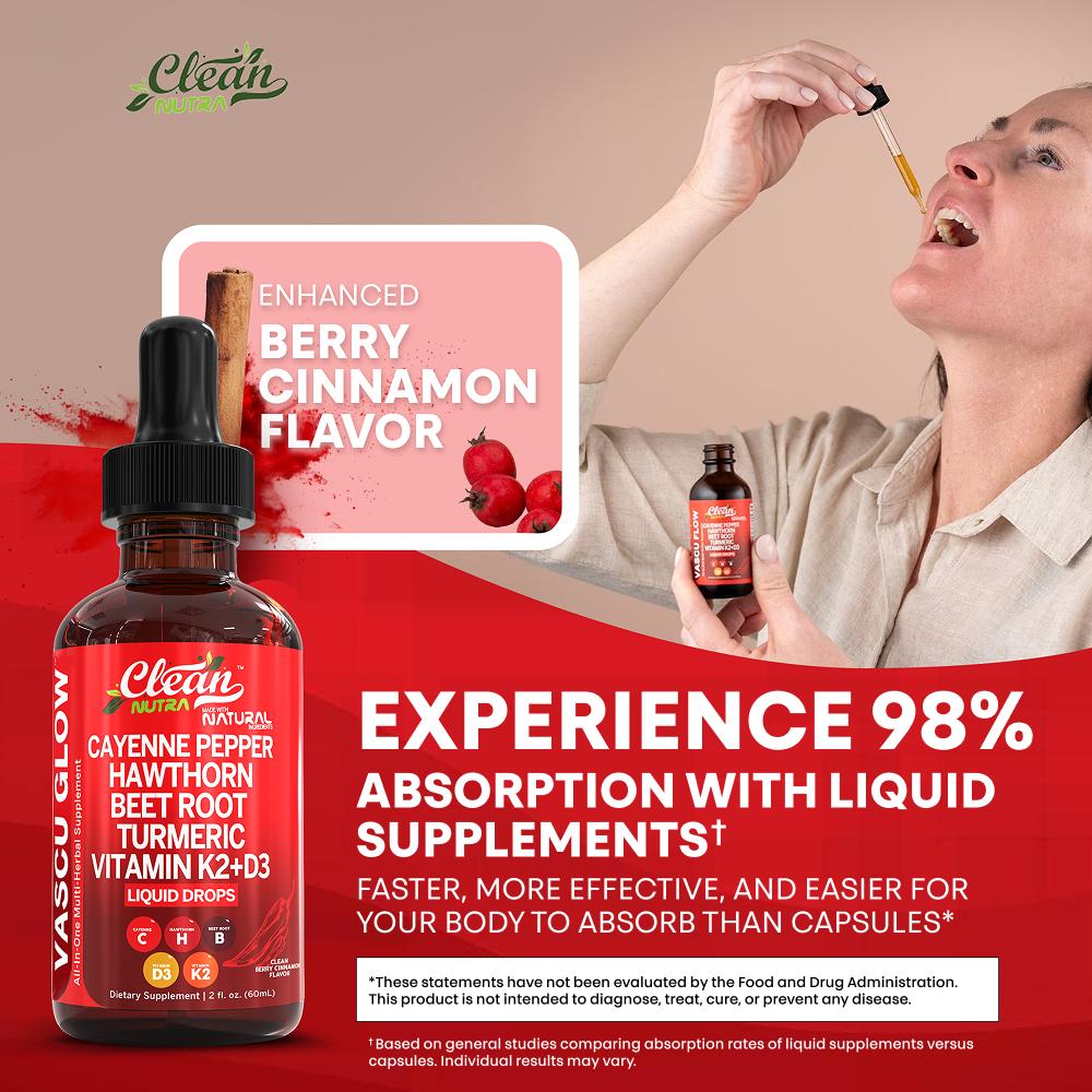 Clean Nutra Vascu Glow Liquid  - Vitamin D3 K2 Drop review and price