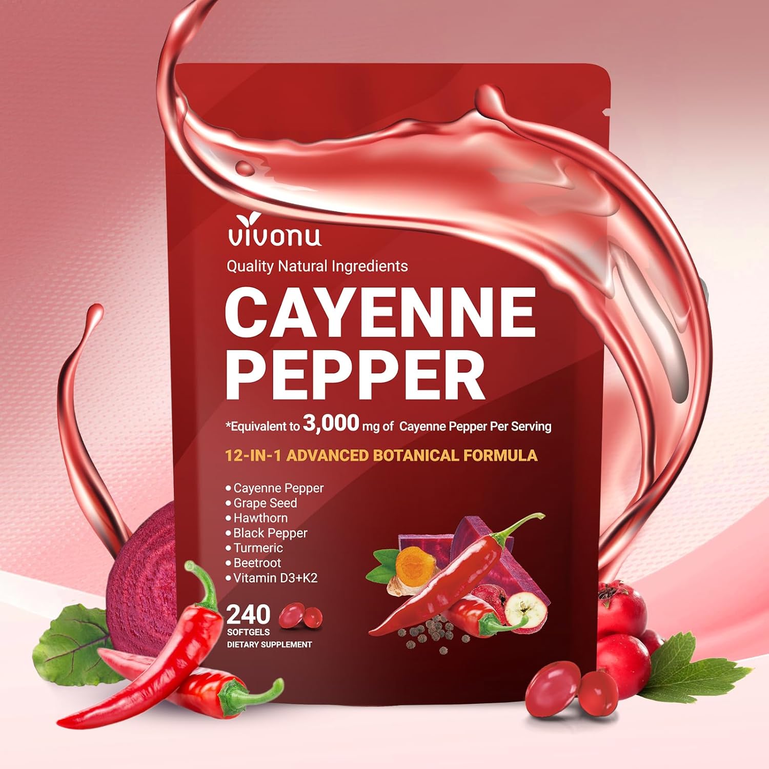 VivoNu Cayenne Pepper Softgels - Vitamin D3 K2 Drop review and price