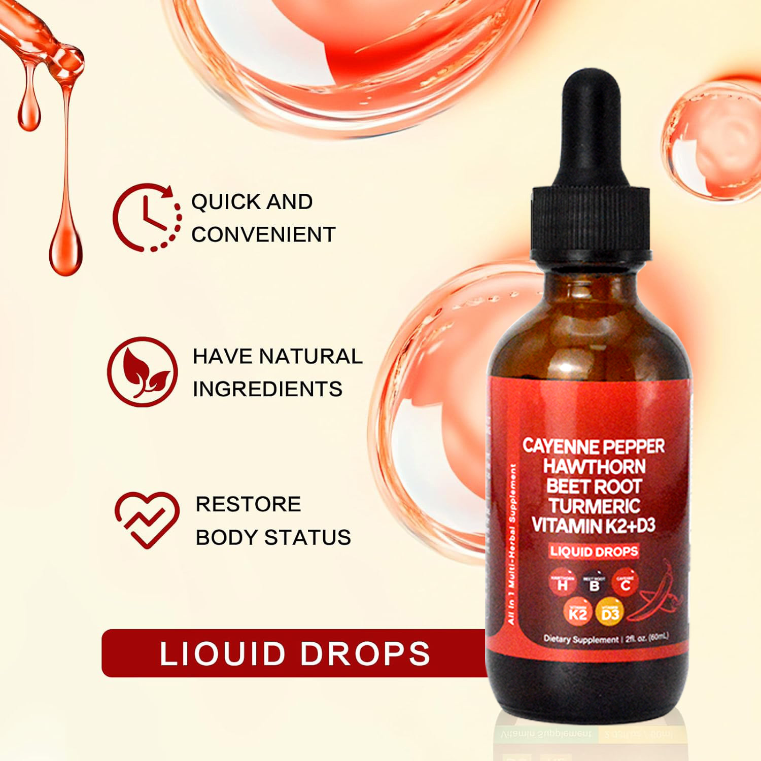 60ML Liquid Cayenne Pepper Dro - Vitamin D3 K2 Drop review and price